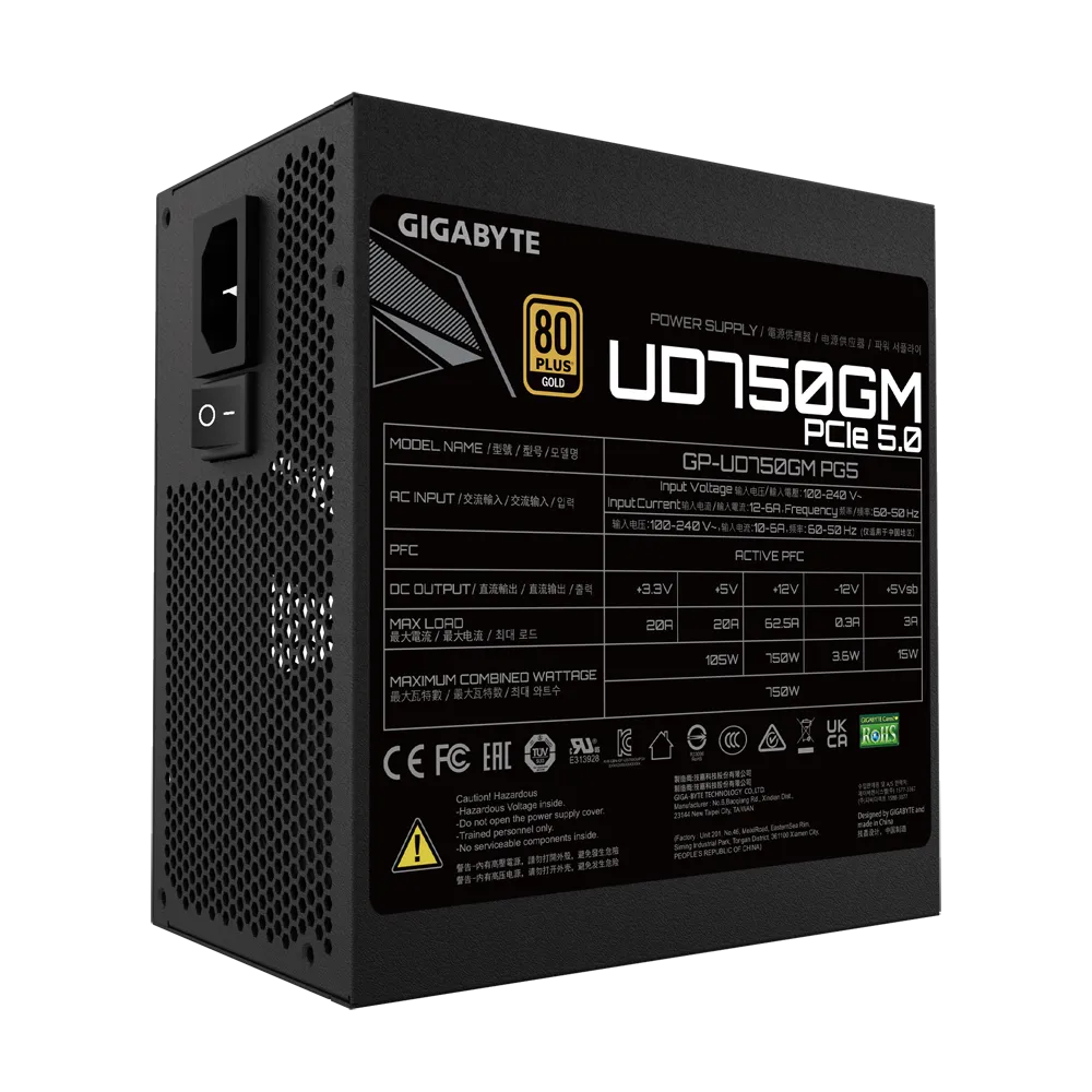 Gigabyte Power Supply UD750GM PG5 750 Watt 80+ Gold Gigabyte Power Supply UD750GM PG5 750 Watt 80+ Gold